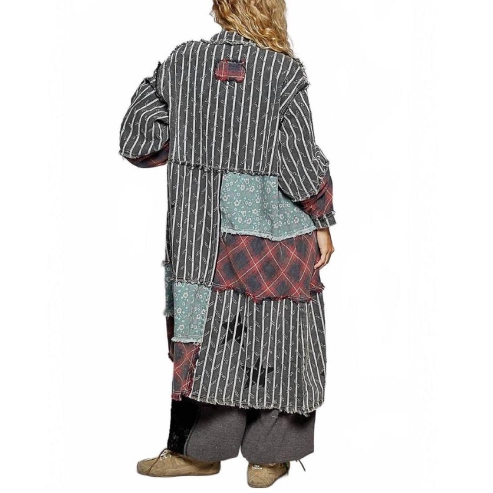 POL Patchwork Long Boho Jacket - Picture 3 of 9